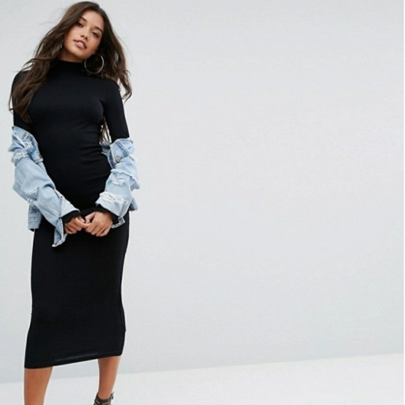 asos black ribbed dress